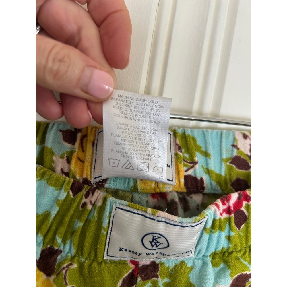 VTG Knotty Woodpecker Bloomer Shabby Chic Cottage Floral Ruffle Pajama Shorts M - Picture 3 of 8